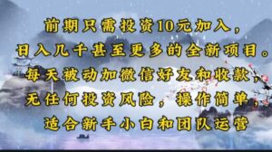 前期只需投资10元加入,日入几千甚至更多的全新项目。每天被动加微信好...-56课堂