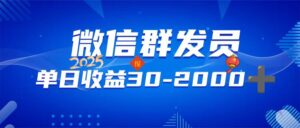 微信群发员,单日日入30-2000+,不限时间地点,随时随地都可以做-56课堂