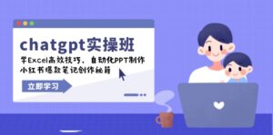 chatgpt实战班,学Excel高效技巧,自动化PPT制作,小红书爆款笔记创作秘籍-56课堂