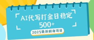 2025最新AI打金代写日稳定500+:2025最新翻身项目-56课堂