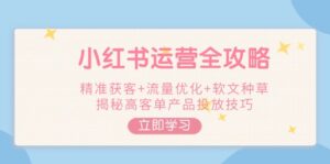 小红书运营全攻略,精准获客+流量优化+软文种草,揭秘高客单产品投放技巧-56课堂
