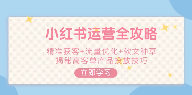 小红书运营全攻略，精准获客+流量优化+软文种草，揭秘高客单产品投放技巧-56课堂