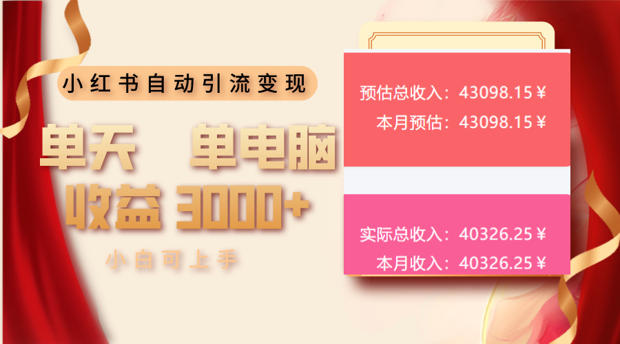 小红书自动引流变现 单天单电脑收益3000+  小白可上手-56课堂