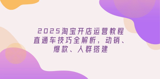 2025淘宝开店运营教程更新，直通车技巧全解析，动销、爆款、人群搭建-56课堂