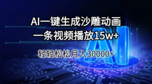 AI一键生成沙雕动画一条视频播放15Wt轻轻松松月入30000+-56课堂