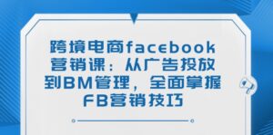 跨境电商facebook营销课：从广告投放到BM管理，全面掌握FB营销技巧-56课堂