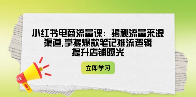 小红书电商流量课：揭秘流量来源渠道,掌握爆款笔记推流逻辑,提升店铺曝光-56课堂