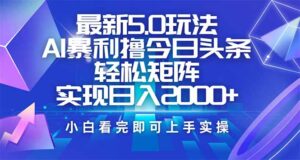 今日头条最新5.0玩法,思路简单,复制粘贴,轻松实现矩阵日入2000+-56课堂