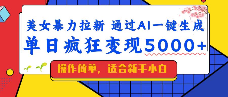 美女暴力拉新，通过AI一键生成，单日疯狂变现5000+，纯小白一学就会！-56课堂