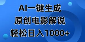 AI一键生成原创电影解说视频,日入1000+-56课堂