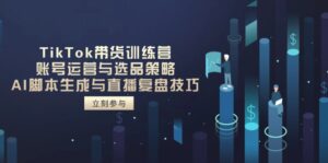TikTok带货训练营,账号运营与选品策略,AI脚本生成与直播复盘技巧-56课堂