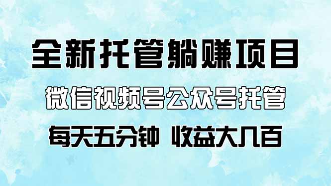 全新托管躺赚项目，微信视频号公众号托管代运营，每天五分钟，收益大几百-56课堂