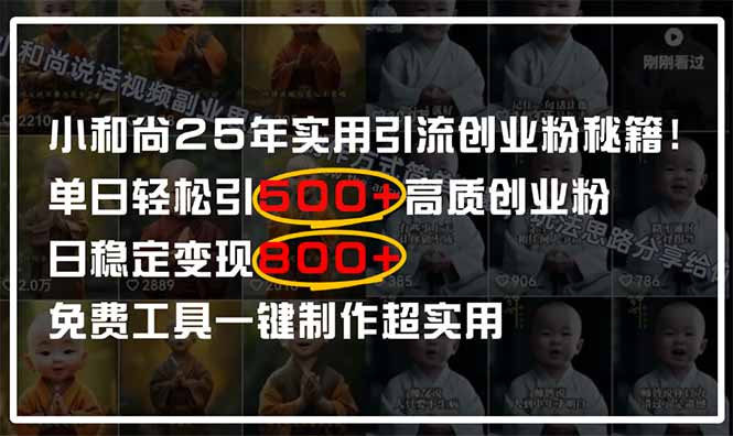 小和尚2025年实用引流秘籍！单日轻松引500+高质量创业粉，日变现800+，...-56课堂